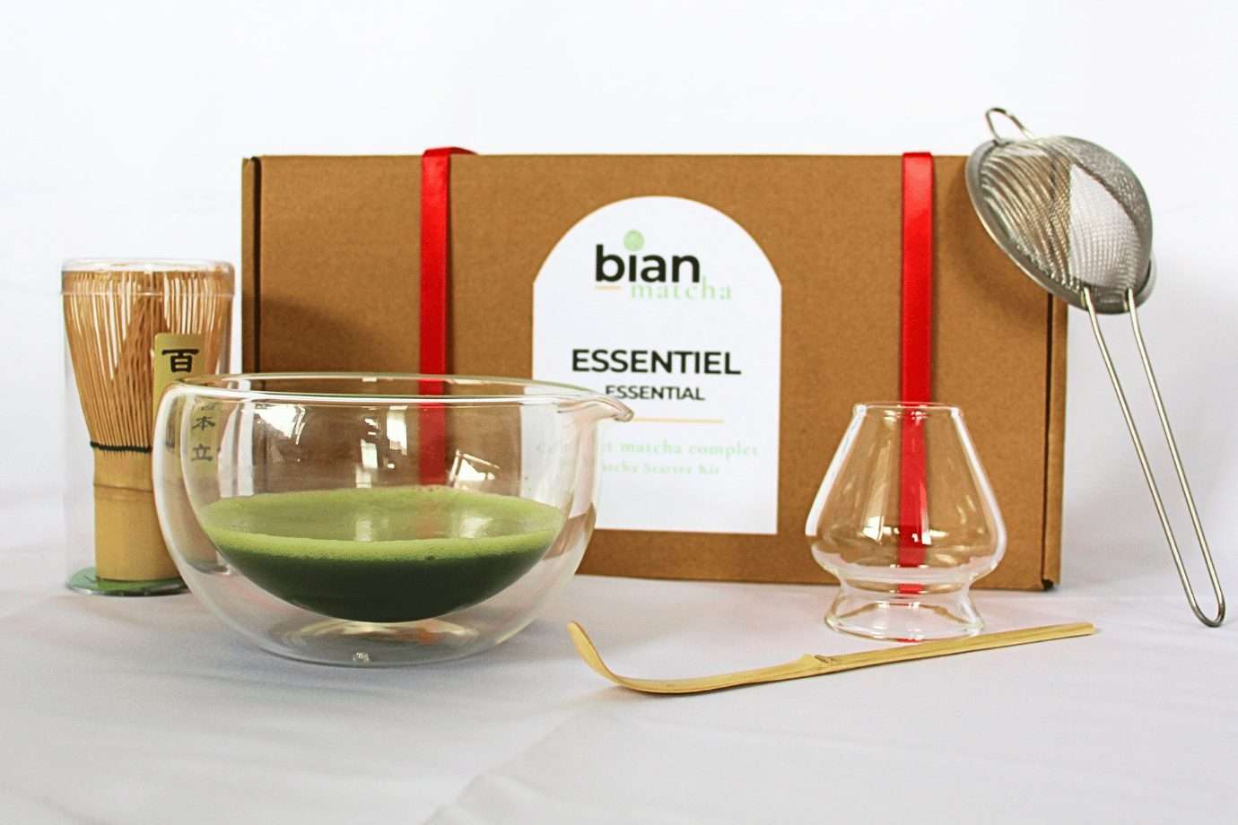 Complete Matcha Set: double-wall bowl, chasen, chashaku and sifter, Bian Matcha