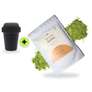 Kit matcha latte avec mini shaker et sachet Matcha Barista No.1 de Bian Matcha